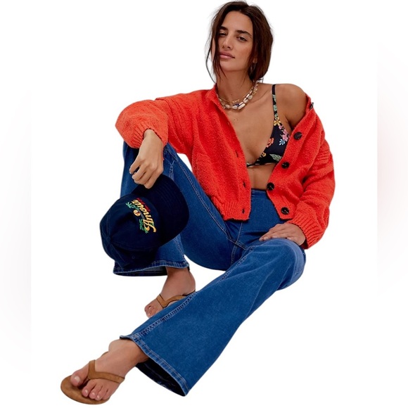 We The Free Penny Pull On Flare Leg Stretch Waist Denim Jeans Size 25 Boho 70's - Picture 4 of 10